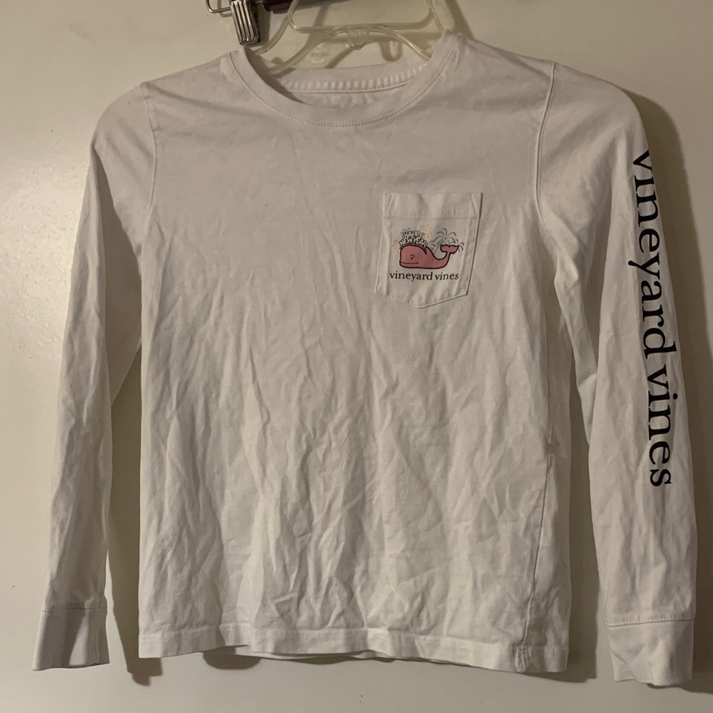 Vineyard Vines White Shirt with Pink Whale Logo